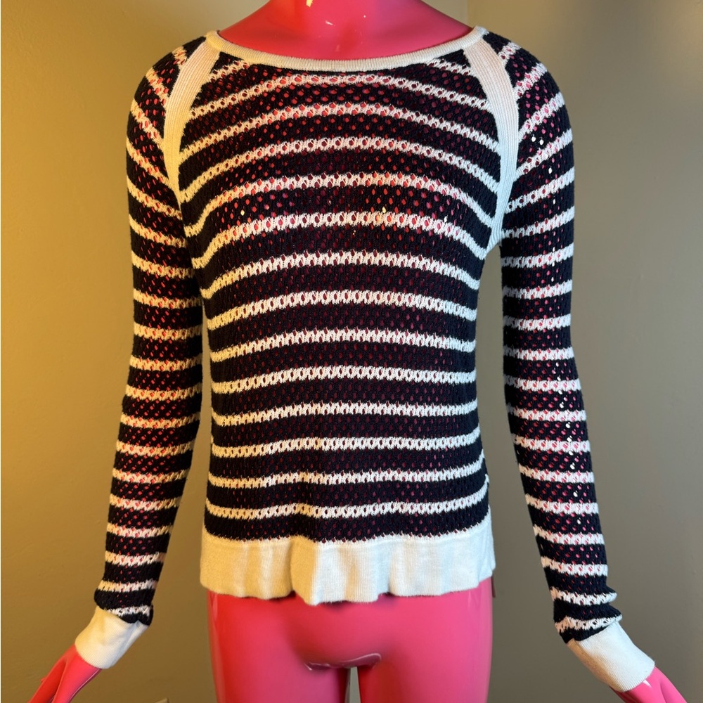 RD Style Women’s Striped Knit Sweater Size M Black White
